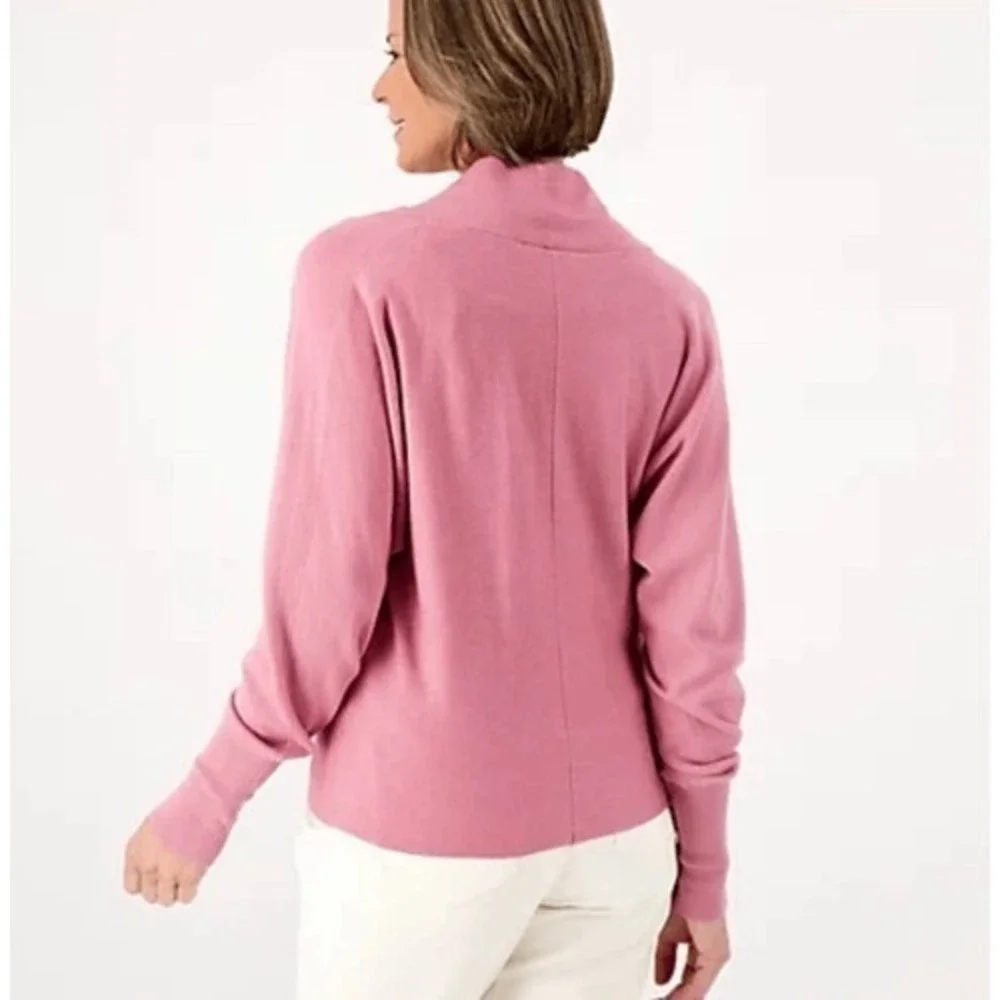 Idina Menzel Encore Wrap Sweater M Black Surplice Dolman Knit Pullover